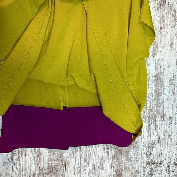 DVF 100% Silk Blouse | Mustard & Purple | P - Picture 4 of 7